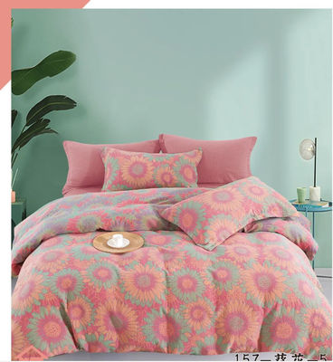 Цветная Jacquard Умытая хлопчатобумажная постельная одежда набор Покрытие одеяла постельное белье