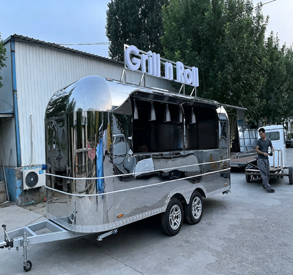 Custom Vintage Stainless Steel Mobile Food Trailer Coffee Bar Ice Cream Fast Food Catering Trailer